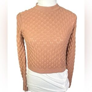 Keepsake The Label Dusty Pink Textured Cropped Sweater Medium